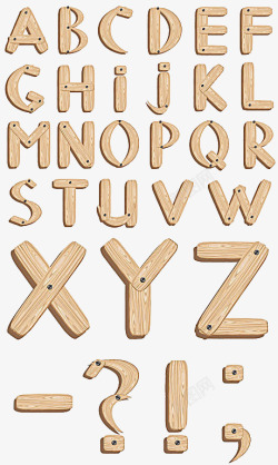 木板材质字母素材