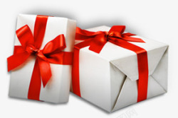 白色创意礼盒包装红色的蝴蝶结素材