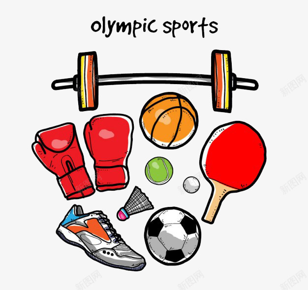 奥运体育运动的手绘对象png免抠素材_88icon https://88icon.com 运动器材 运动感 运动手绘 运动风