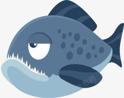 食人鱼矢量图呆萌灰色卡通海鱼高清图片