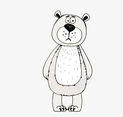 白色卡通手绘小熊矢量图素材