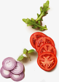 蔬菜西红柿切开绿叶素材