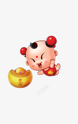 可爱娃娃png免抠素材_88icon https://88icon.com 卡通 可爱 童子 童男 金元宝