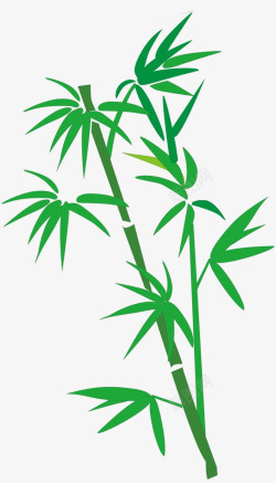两根竹子手绘竹子叶高清图片