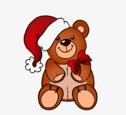 卡通棕色圣诞小熊玩偶素材