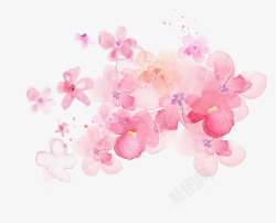 水彩粉色花纹素材