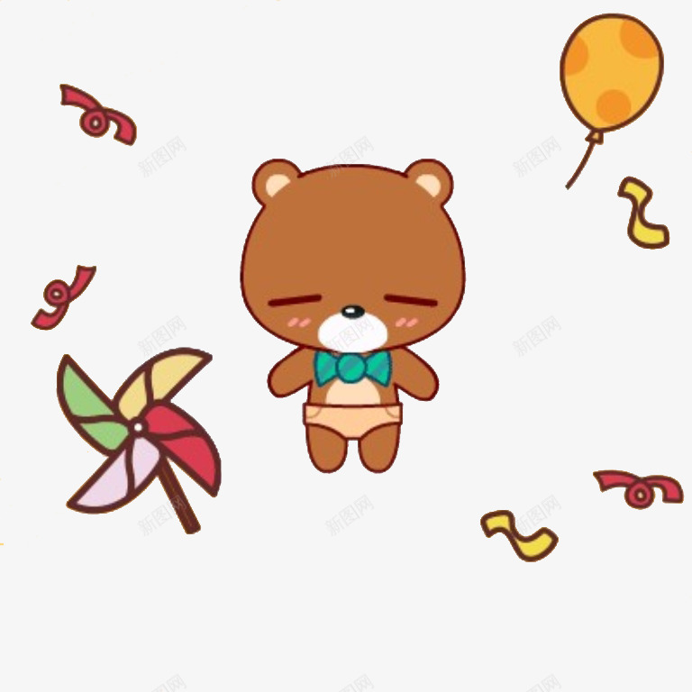 可爱的小熊png免抠素材_88icon https://88icon.com 卡通 可爱的 呆萌的 小熊 插图 纸风车 难过的