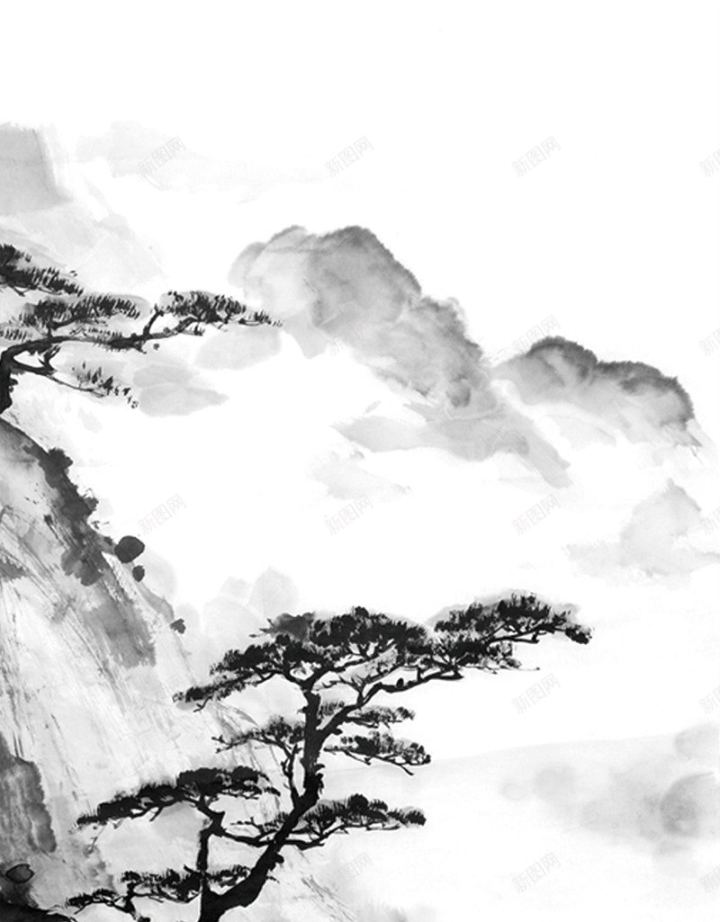 中国风迎客松企业文化装饰png免抠素材_88icon https://88icon.com 中国风 企业文化 山水 水墨 迎客松