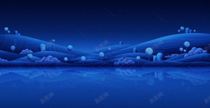 手绘蓝色天空夜晚png免抠素材_88icon https://88icon.com 夜晚 天空 蓝色