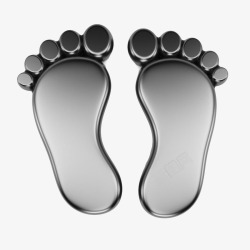 灰色金属质感的人类脚印素材