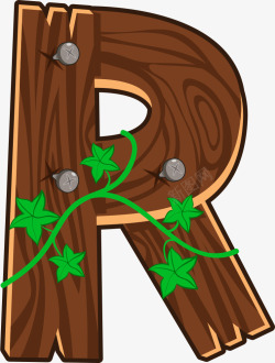 木板艺术字母R素材