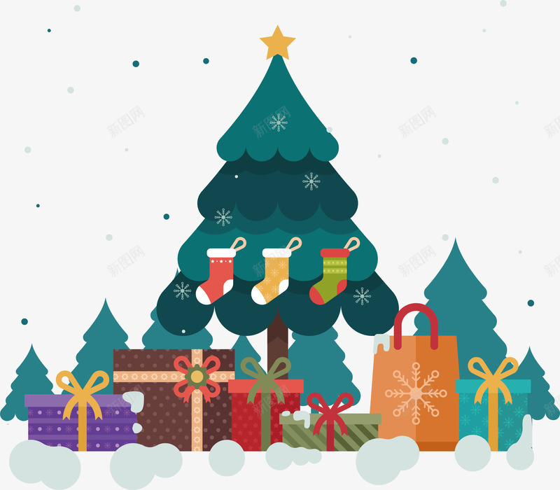 圣诞树礼物堆png免抠素材_88icon https://88icon.com 圣诞树 圣诞礼物 矢量png 礼物 礼物堆 送礼物