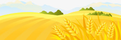 金色田地手绘金色田地麦穗图案高清图片
