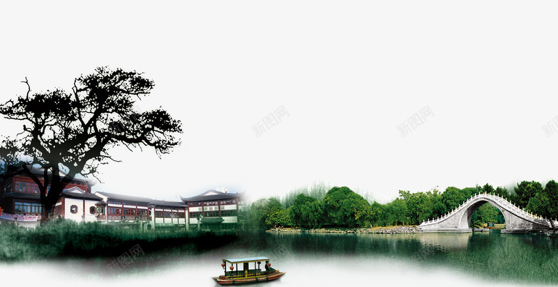 西湖png免抠素材_88icon https://88icon.com 树 湖面 美景 船 西湖