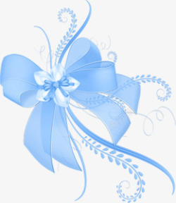 浅蓝色丝带花朵素材