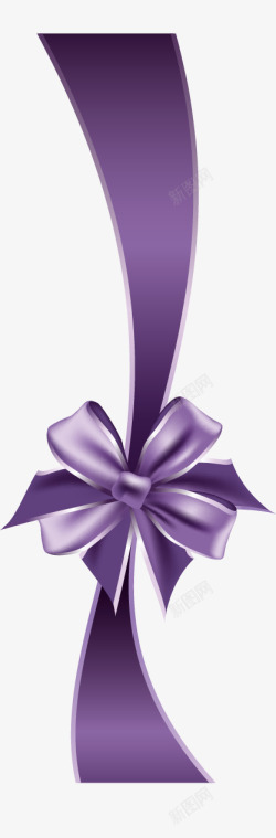 紫色精美礼带蝴蝶结包装素材