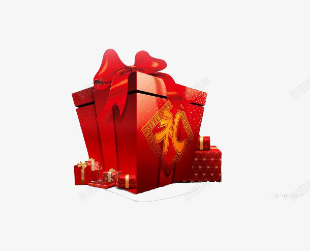 新年大红礼物盒png免抠素材_88icon https://88icon.com banner设计装饰 专题礼物盒 新年 礼物盒