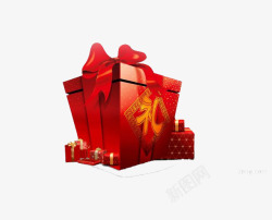 新年大红礼物盒素材