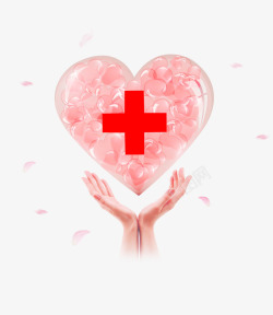 红色创意爱心红十字背景素材