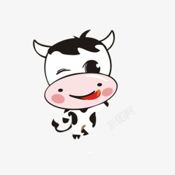 黑白牛创意卡通扁平枫小奶牛高清图片