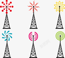 网络基站信号塔矢量图高清图片