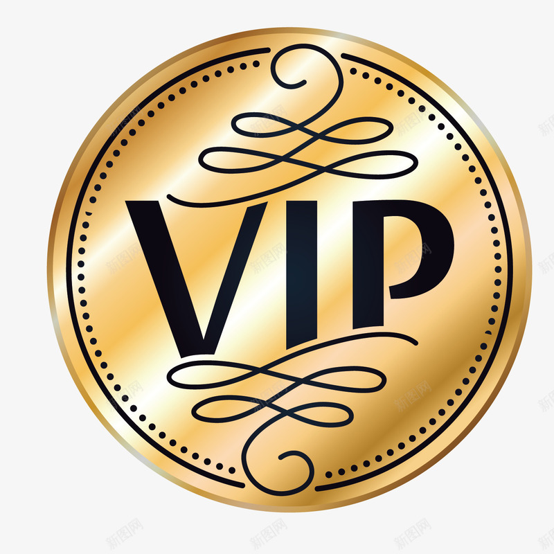 VIP创意png免抠素材_88icon https://88icon.com vip 会员 圆形标志 标签 渐变 矢量图形 金属色 金色创意 高贵