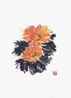 隐士水墨菊花高清图片