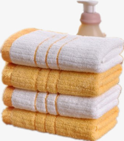 四条黄白相间的新毛巾素材