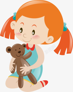 大熊抱着小熊儿童节抱着玩偶的女孩高清图片