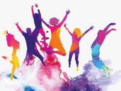 色彩绚丽五四青年节跳跃欢呼的年素材