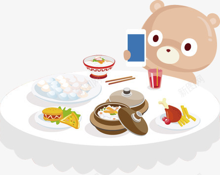 用餐人物png免抠素材_88icon https://88icon.com 吃饭 小熊 桌子 食材 食物