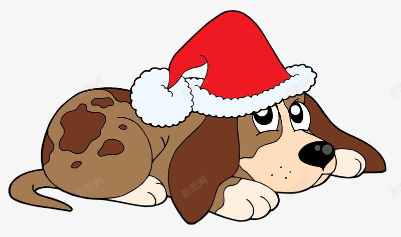 卡通趴着的小狗图png免抠素材_88icon https://88icon.com 可爱的 呆萌的 圣诞帽 圣诞节 小狗 狗年 趴着的