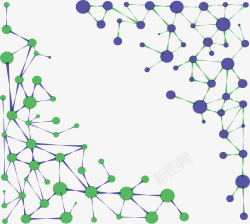 蓝绿色分子结构边框矢量图素材