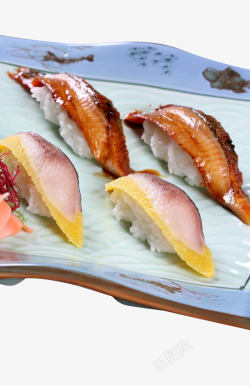 鳗鱼寿司拼黄色西鲮鱼素材