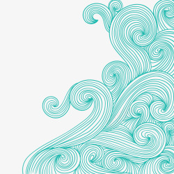 水花浪花透明绿色中国风线条浪花边框纹理高清图片