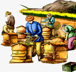 蜜蜡背景养蜂人蜂箱高清图片