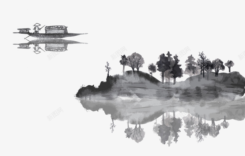 淡雅古典中国风山水墨画psd免抠素材_88icon https://88icon.com 中国画 中国风 免抠 古典 山水 山水墨图 山水墨画 水墨 淡雅