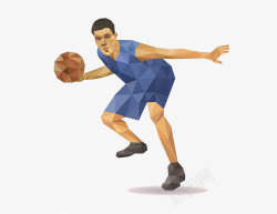 蓝色运动衣打篮球插画高清图片