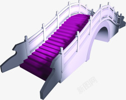 紫色七夕桥梁素材