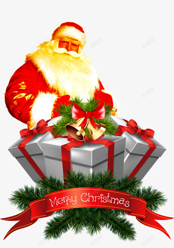 圣诞老人和圣诞礼物png免抠素材_88icon https://88icon.com 圣诞礼物盒 圣诞老人 圣诞节素材 白色 红色