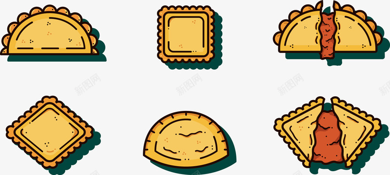 饺子食物矢量图ai免抠素材_88icon https://88icon.com 不规则 图案 特色 矢量PNG 肉 食物 饺子 矢量图