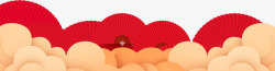 红色扇子素材春节红色扇子装饰高清图片