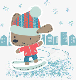 卡片装饰滑雪的小熊矢量图素材