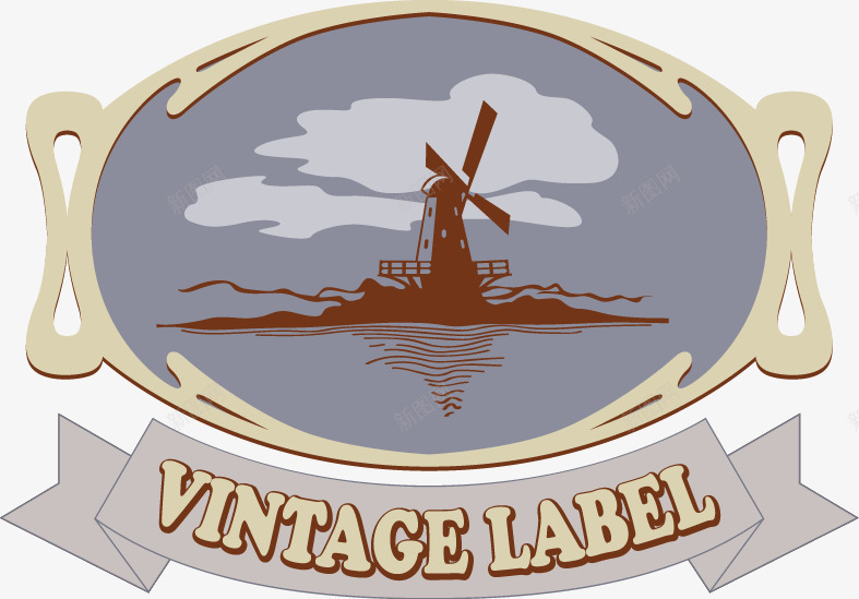 手绘米色椭圆边框海水风车矢量图ai免抠素材_88icon https://88icon.com 手绘 椭圆 海水 米色 边框 风车 矢量图