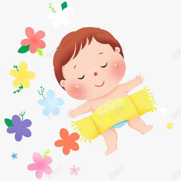 一个睡着的小宝宝png免抠素材_88icon https://88icon.com 卡通手绘 可爱 小宝宝 毯子 睡觉 花朵 闭眼睛 闭着的眼睛