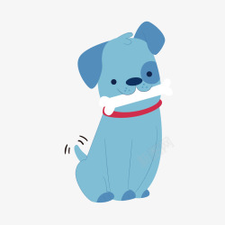 蓝色可爱小狗形象矢量图素材