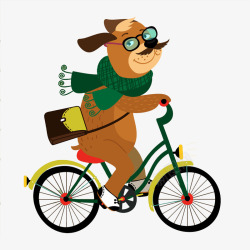 自行车插图骑车子的小狗图高清图片