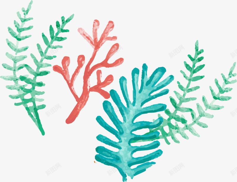 世界海洋日一堆海草png免抠素材_88icon https://88icon.com 一堆海草 世界海洋日 各式海草 手绘海草 水彩 绘画