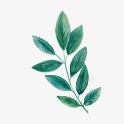 绿色水墨创意植物元素矢量图素材