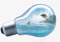 灯泡里的小鱼素材